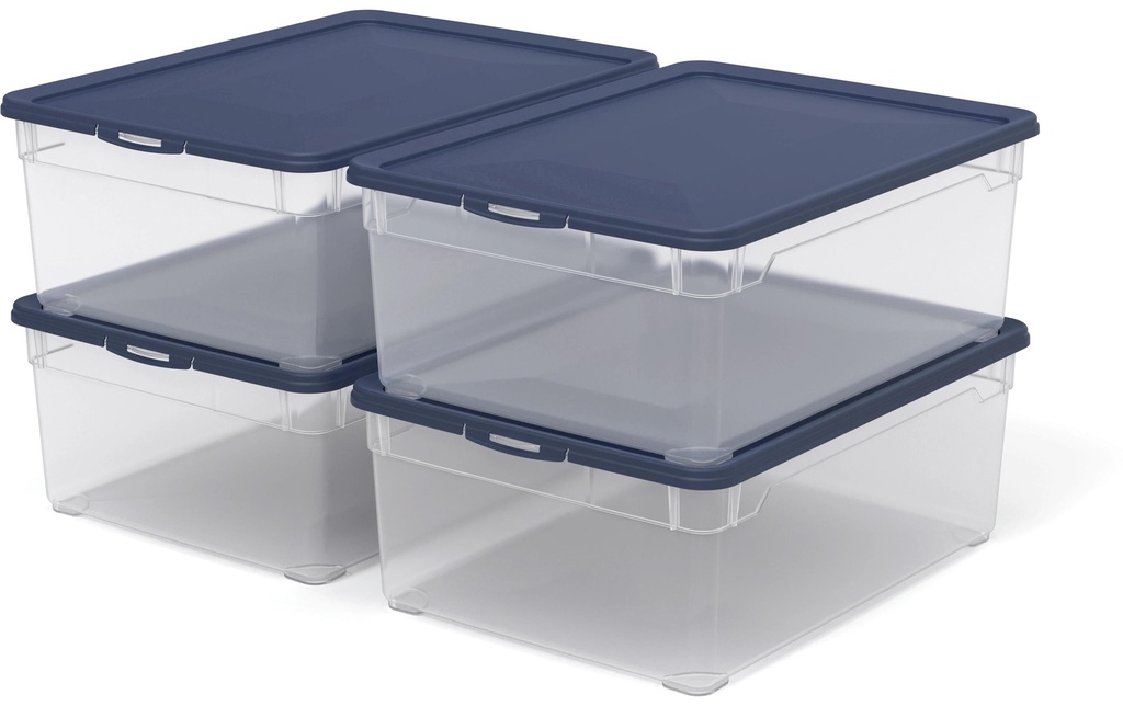Rotho Boîte de rangement CLEAR Bleu, 4 pcs.