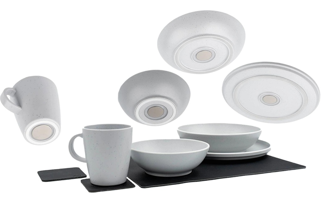 Silwy Set de vaisselle en plastique magnétique Blanc dolomite