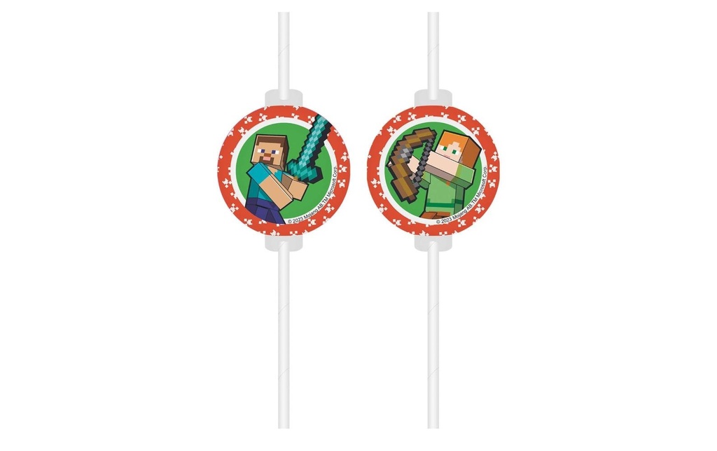 We fiesta Party Paille Minecraft 4 Pièce/s, Rouge/Vert