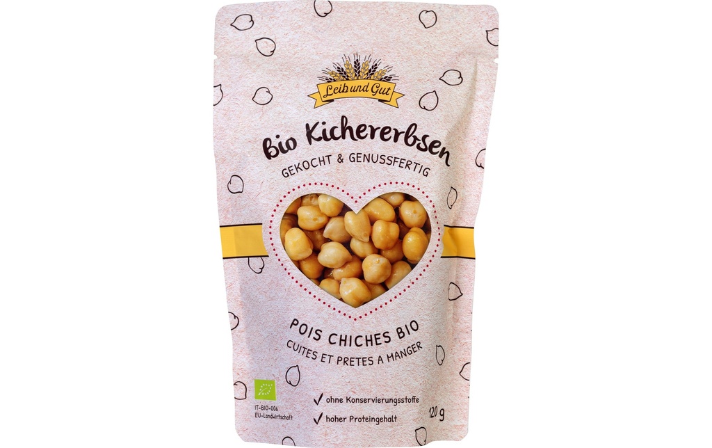 Leib und Gut Pois chiches bio cuits 120 g