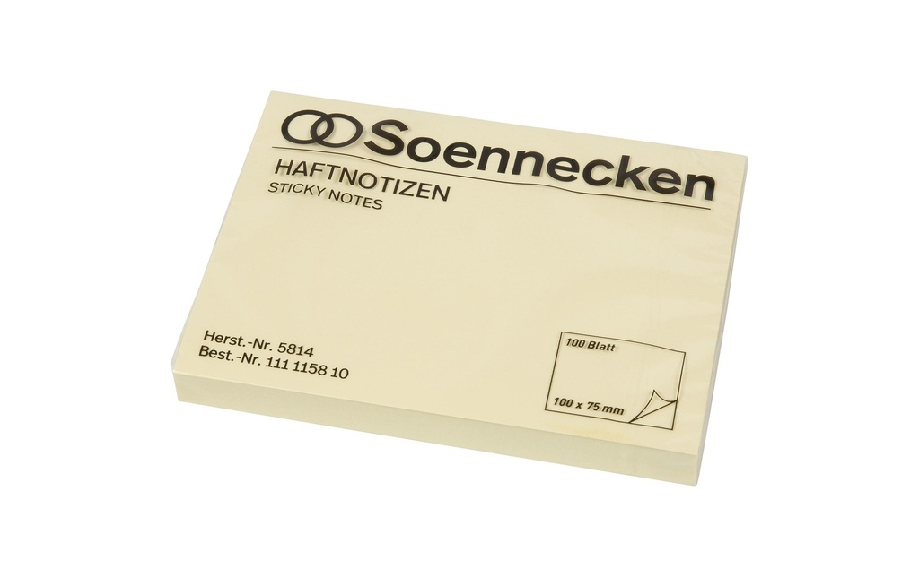 Soennecken Fiche de bloc-notes 10 x 7.5 cm, 12 x 100 feuilles, jaune