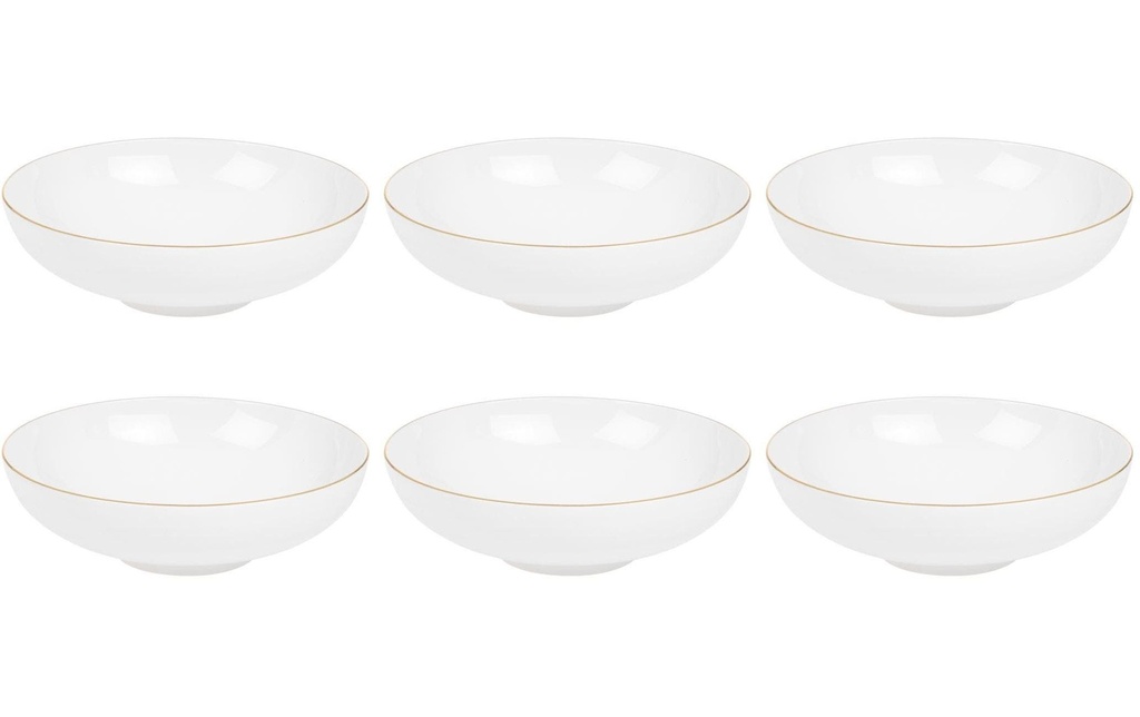 FURBER Assiette de soupe et de pâtes Ø 20.5 cm, 6 pièces, blanc/or