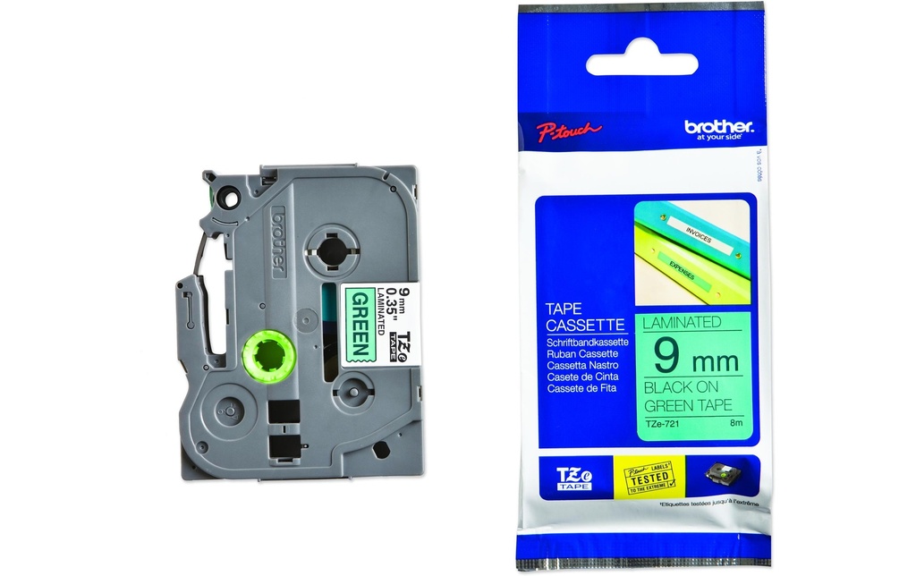 P-TOUCH Ruban P-Touch 9mm vert-noir