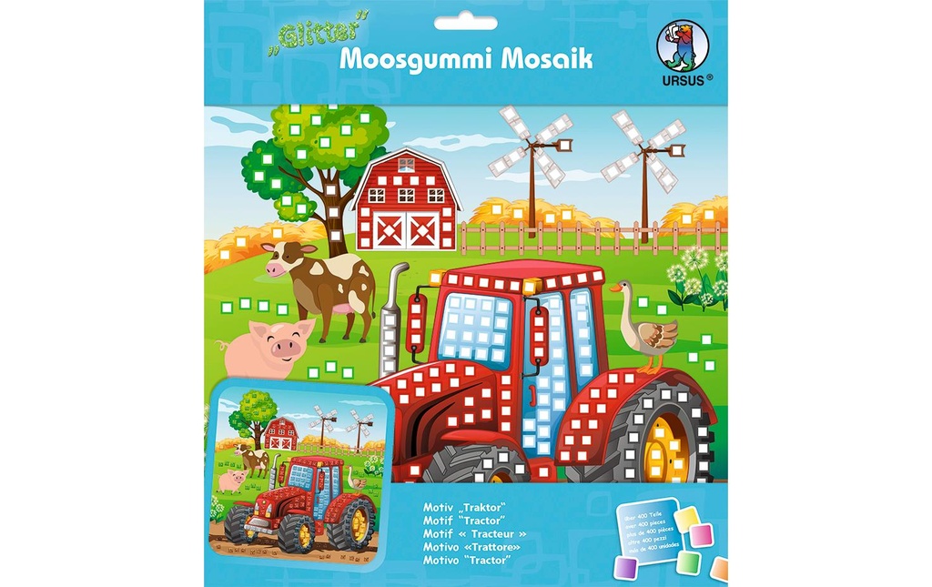 URSUS Set de caoutchouc mousse Paillettes Tracteur, Multicolore