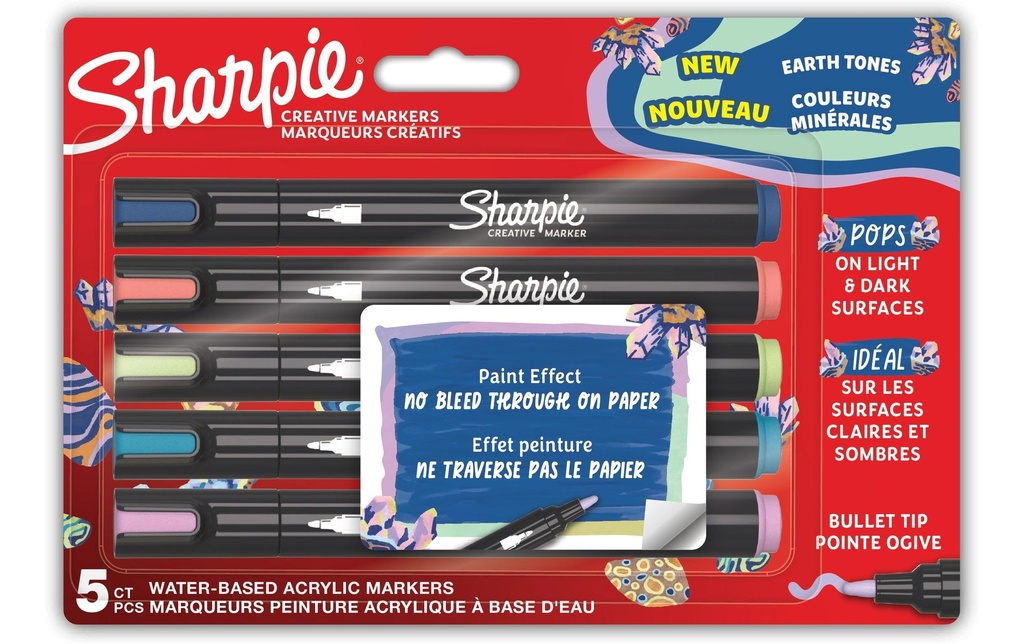 Sharpie Crayon feutre Acryl Earth Tones Lot de 5