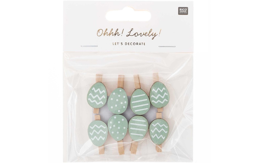 Rico Design Clip décoratif Œuf de Pâques 8 pièces, Menthe