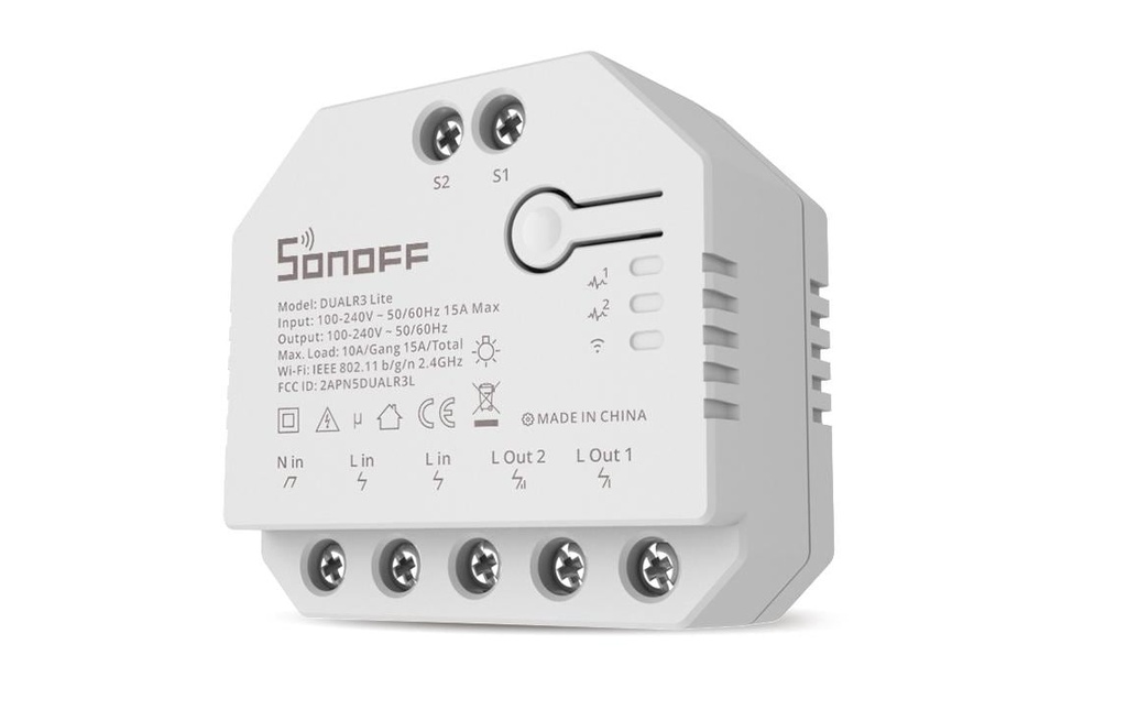SONOFF Actionneur de volet roulant WiFi DUALR3Lite, double, 230 V, 10A