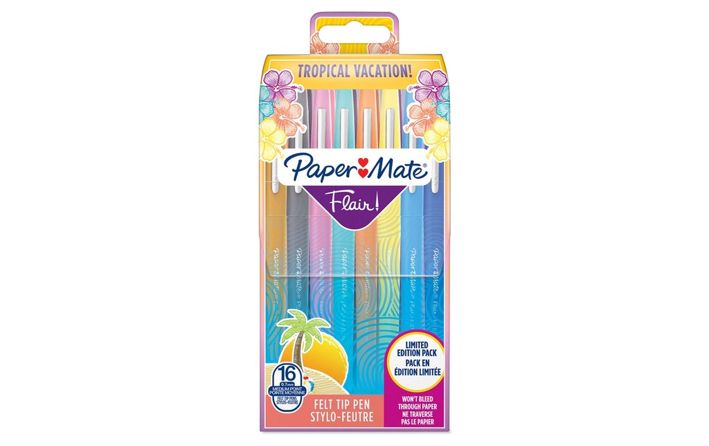 Paper Mate Fineliner Flair Medium Tropical Vacation 0.7 mm16 pièces