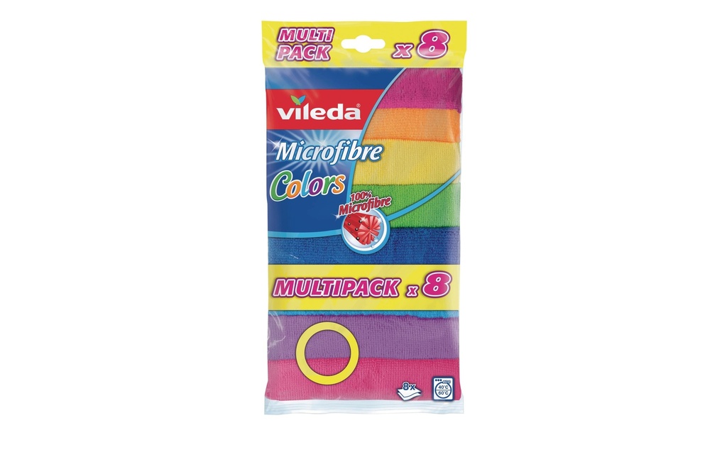 Vileda Chiffon de nettoyage en microfibre 8 Pièce/s, Multicolore