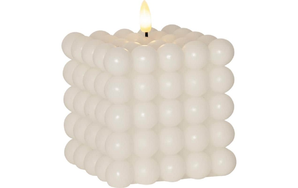 Star Trading Bougie LED Pillar Flamme Dot, 10 x 12.5 cm, blanc