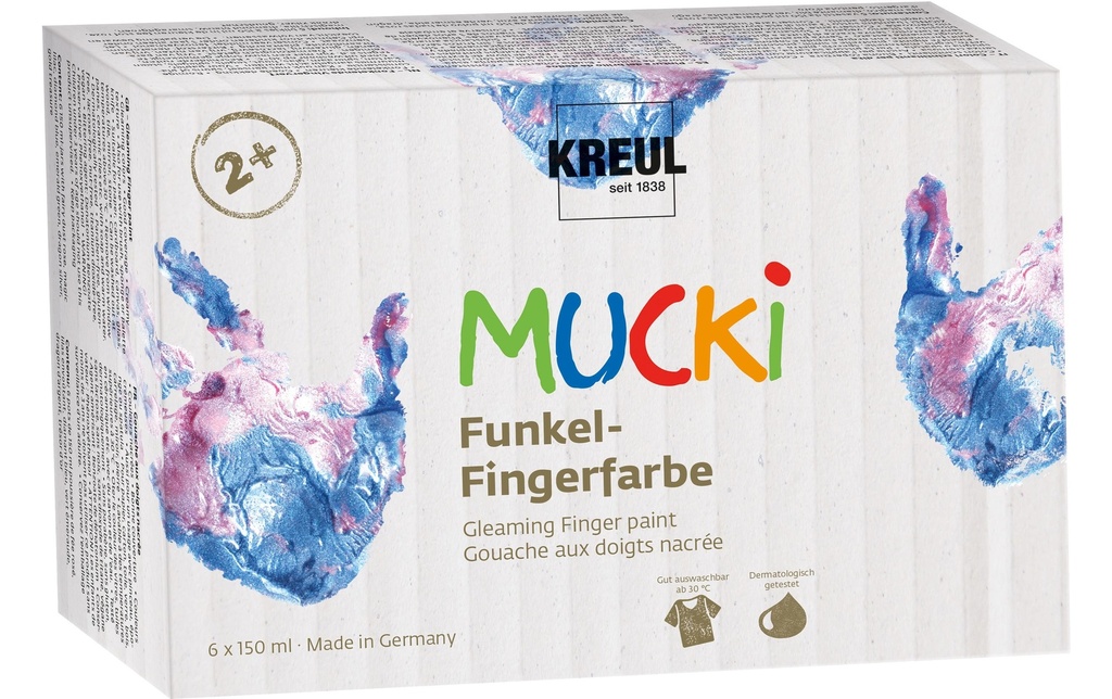 Kreul Peinture aux doigts Mucki 150 ml, 6 pièces