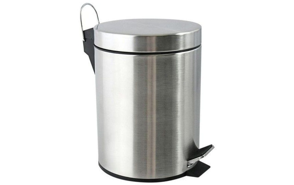 MSV Poubelle à pédale 5 l, Argenté/Gris