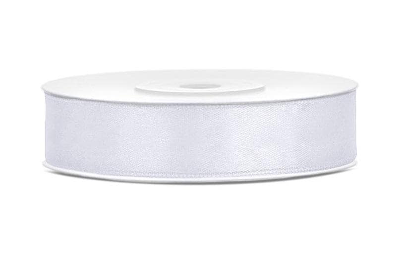 Partydeco Ruban de satin 1.2 cm x 25 m, blanc