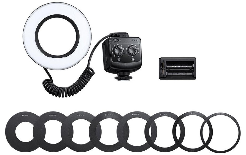 Godox Lampe vidéo Lampe annulaire macro avec adaptateur