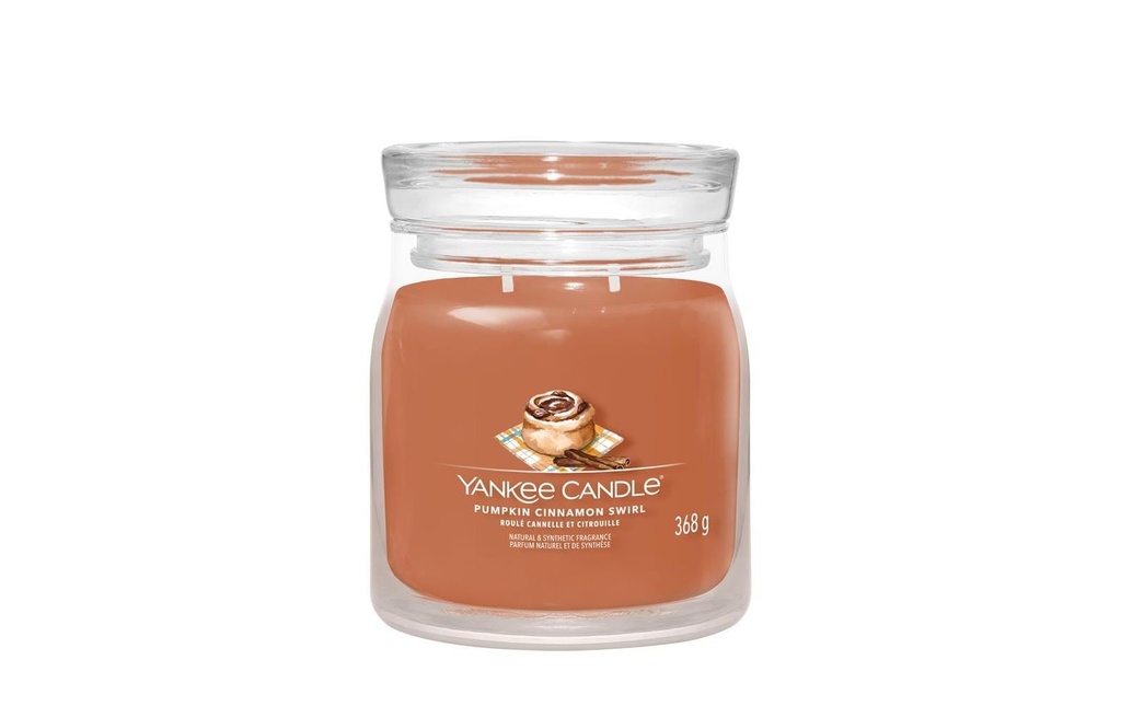 Yankee Candle Signature Bougie parfumée Pumpkin Cinnamon Swirl Signature Medium Jar