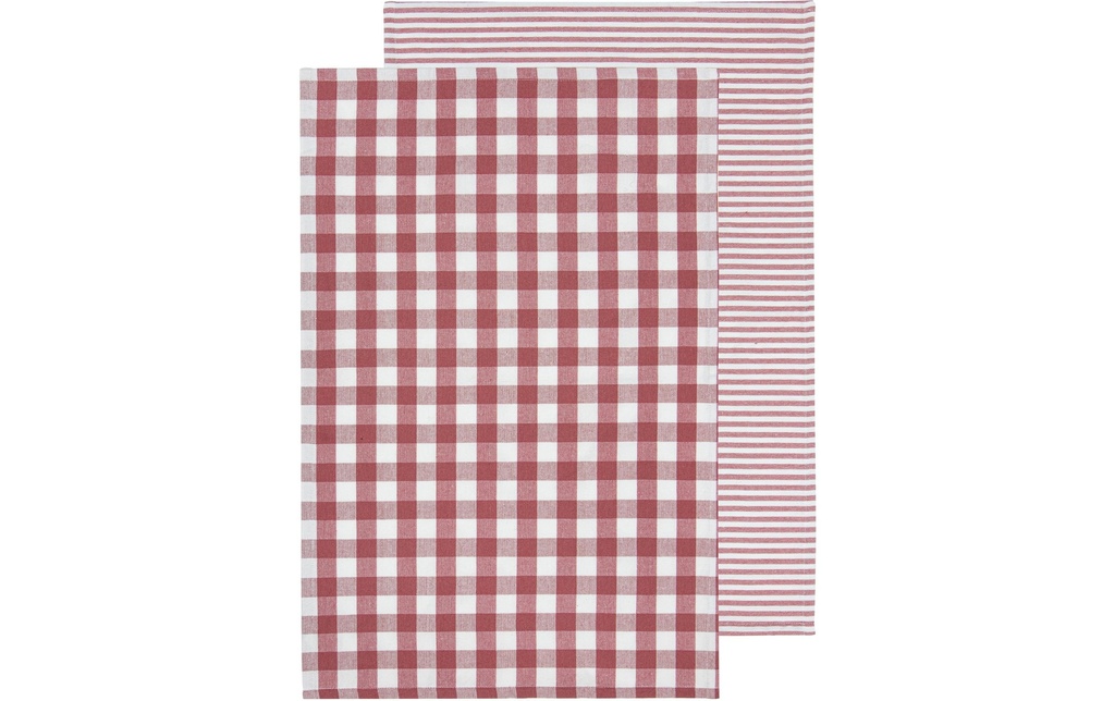 Ladelle Torchon pour la vaisselle Eco Gingham 45 x 70 cm, 2 pièces, rouge/blanc