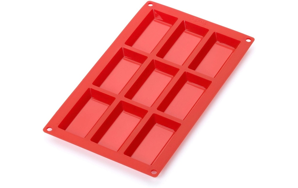Lékué Moule à financiers en silicone, Rouge, 9 alvéoles