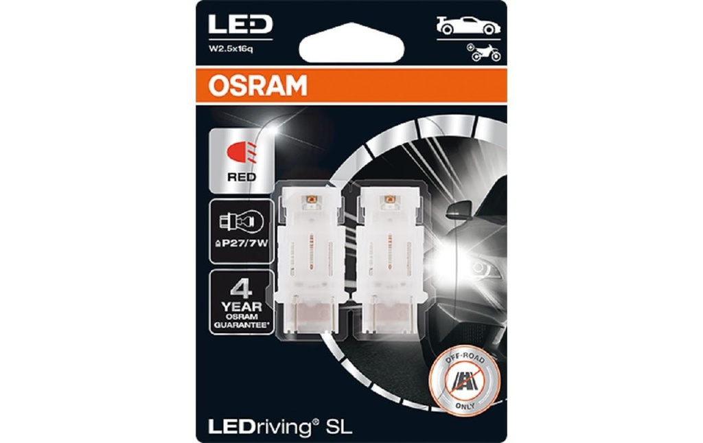 OSRAM Témoins lumineux LEDrivind SL P27/7W W2.5x16q Rouge Moto/Voiture de tourisme