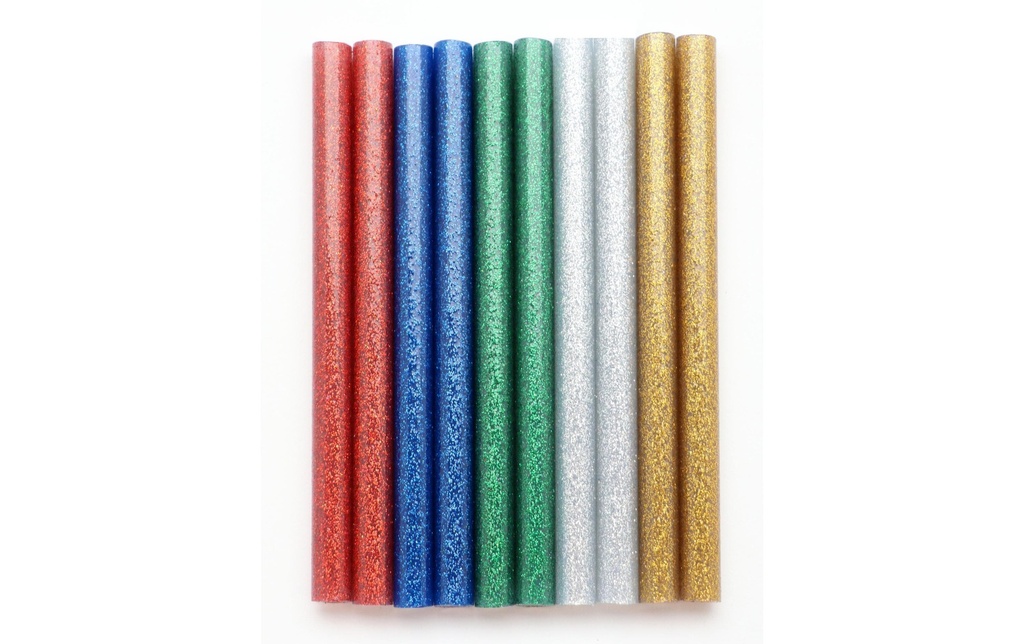 Glorex Bâtonnet de colle avec paillettes 7.5 x 100 mm , 10 pièces