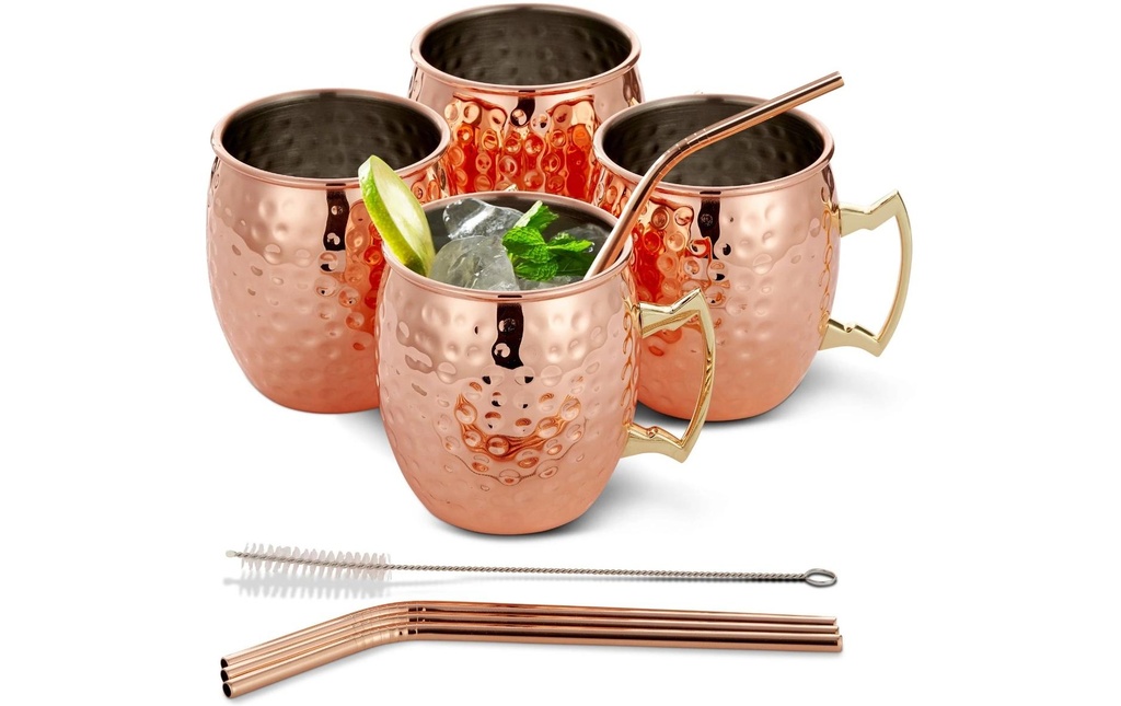 Oak & Steel Verre à cocktail Moscow Mule 550 ml, 4 Pièce/s, Or rose