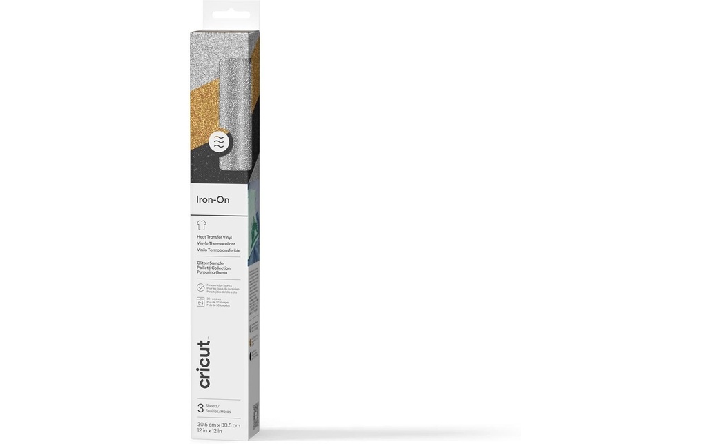 Cricut Film thermocollant Glitter Basic 30.5 x 30.5 cm, 3 feuilles