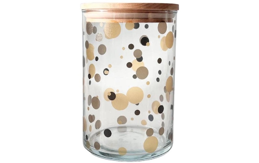 Wunderle Bocal à provisions Dots nature 880 ml, avec couvercle en bois