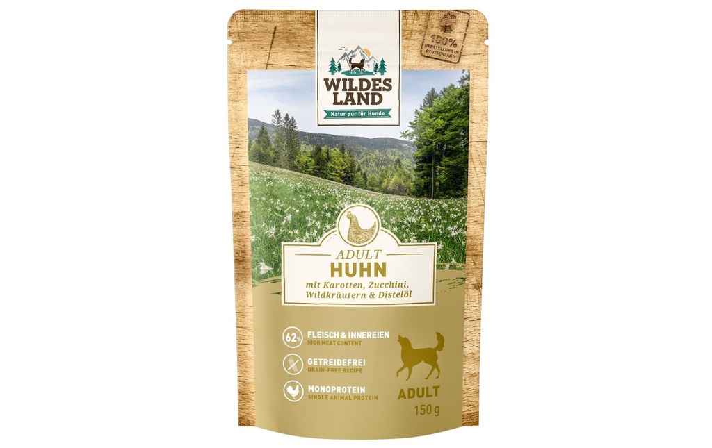 Wildes Land Alimentation humide Poulet aux carottes, aux courgettes & aux herbes sauvages, 150g
