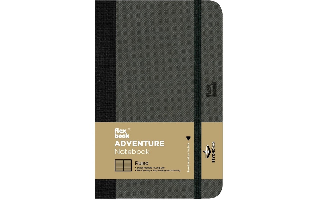 Flexbook Adventure Notebook 9 x 14 cm, À lignes, Off-Black