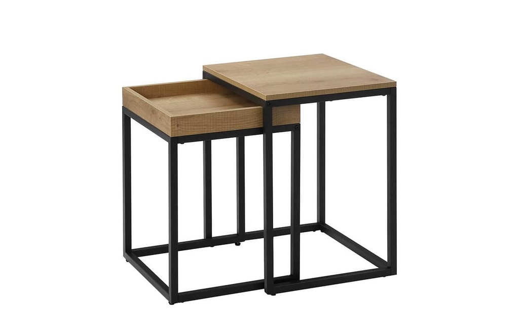 VASAGLE Table d'appoint 2 pièces 40/45 x 51 cm/55 cm, Noir/Brun