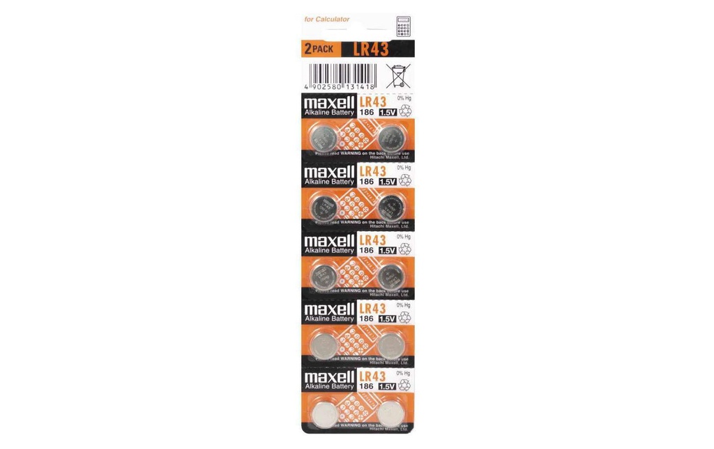 Maxell Europe LTD. Pile bouton LR43 , 10 Pièce/s