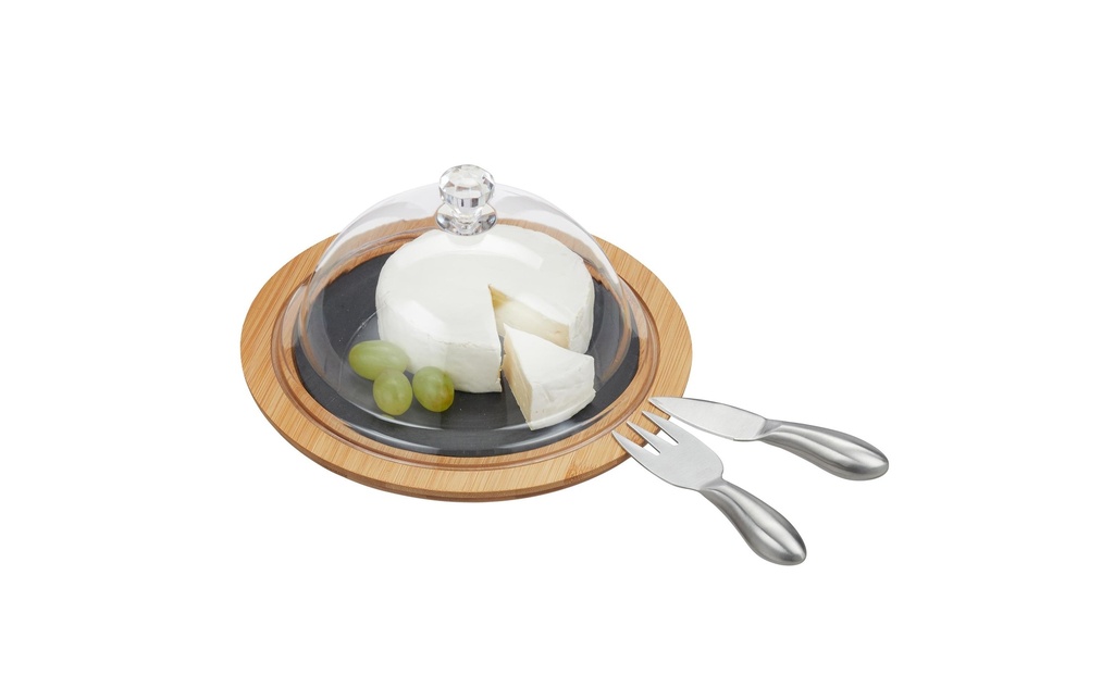 relaxdays Cloche à fromage avec couverts 4 pièces