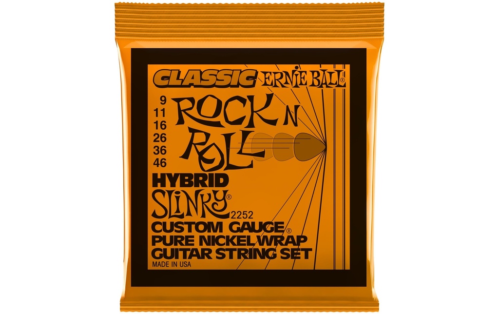 Ernie Ball Cordes de guitare 2252 Slinky Rock'N'Roll – Hybrid 09-46