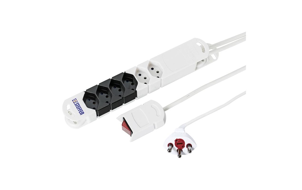 STEFFEN Bloc multiprises Variabl Twice 4+2xT13 3m , Blanc