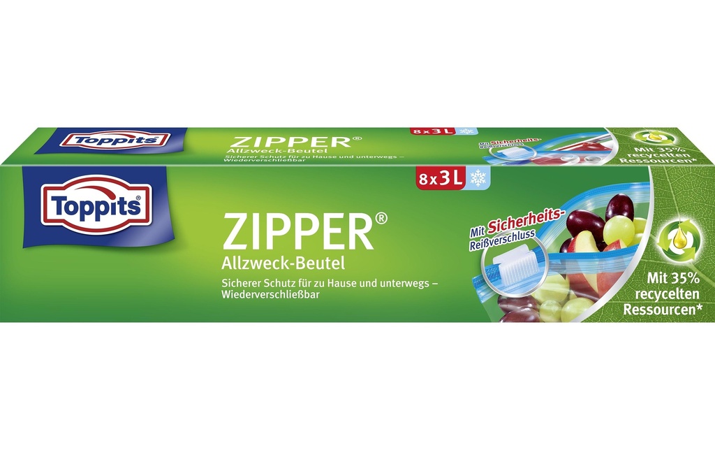 Toppits Sachets fraîcheur Zipper 24 cm x 27 cm, 8 Pièce/s