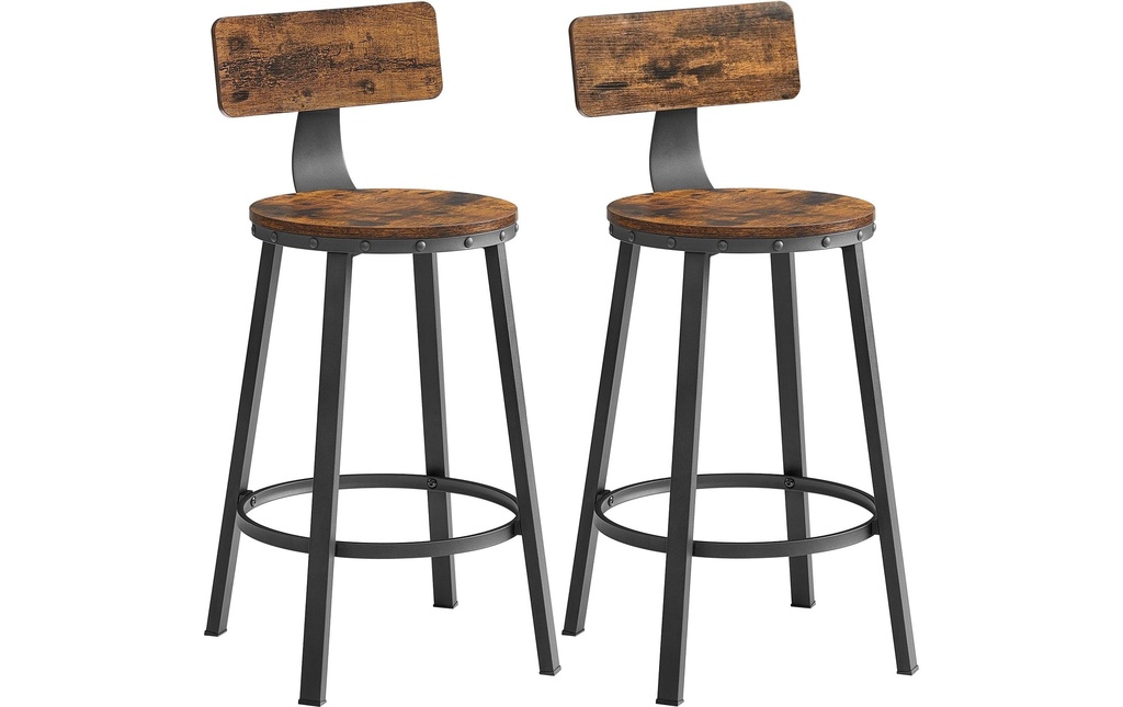VASAGLE Tabouret de bar en panneau de bois, lot de 2 , Brun