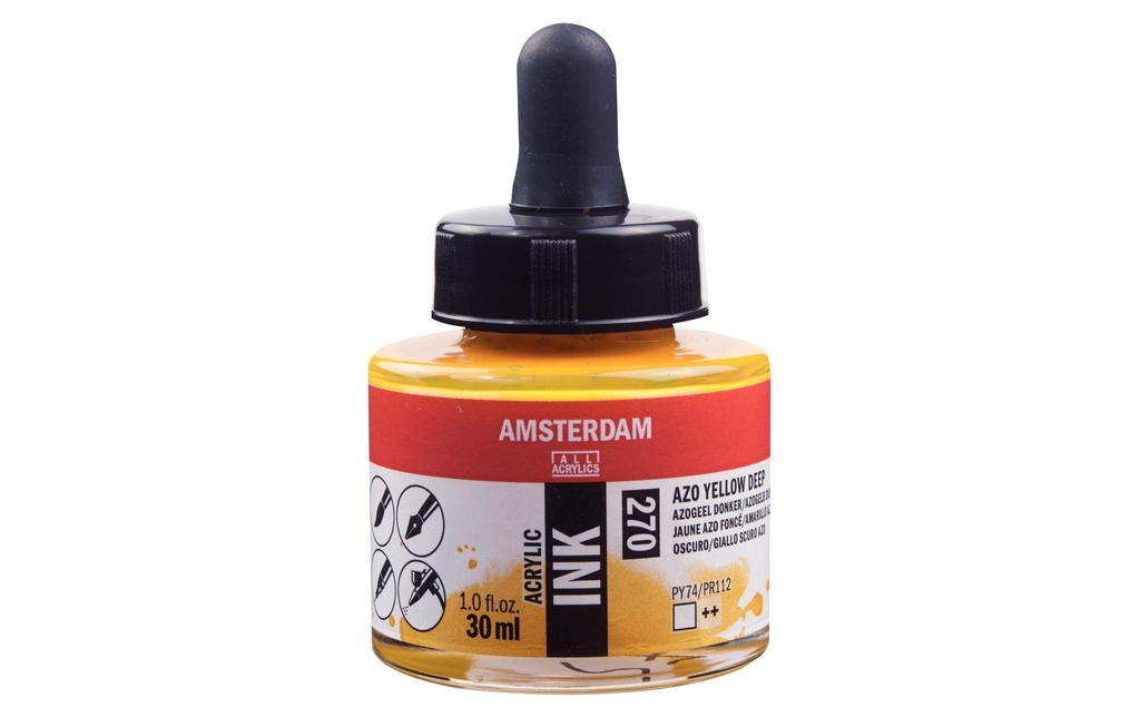 Amsterdam Encre acrylique 270 Jaune azo foncé transparent 30 ml