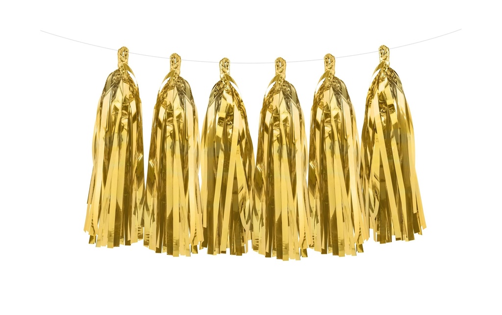 Partydeco Guirlande Tassels 1.5 m, or, 12 pompons