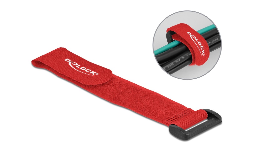 Delock Serre-câble auto-agrippant Rouge 190 mm x 25 mm 5 pièces