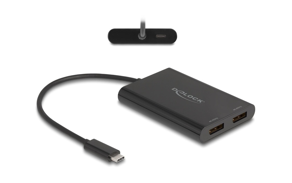 Delock Multiadaptateur USB-C vers 2 x DisplayPort 4K 60Hz Noir