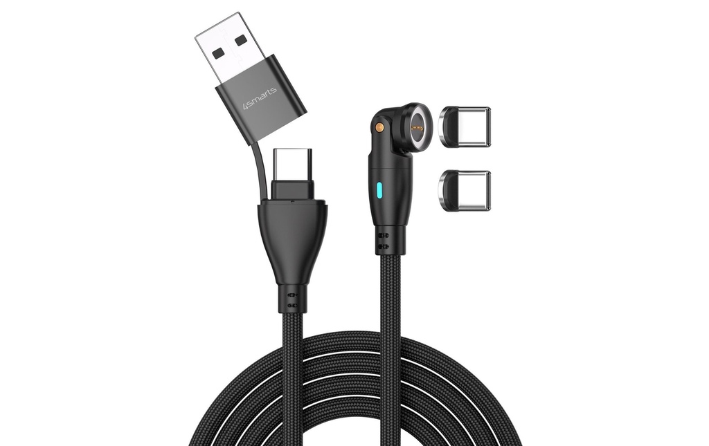 4smarts Câble USB C/A 540° Câble magnétique GravityCord 100W 1.8m noir