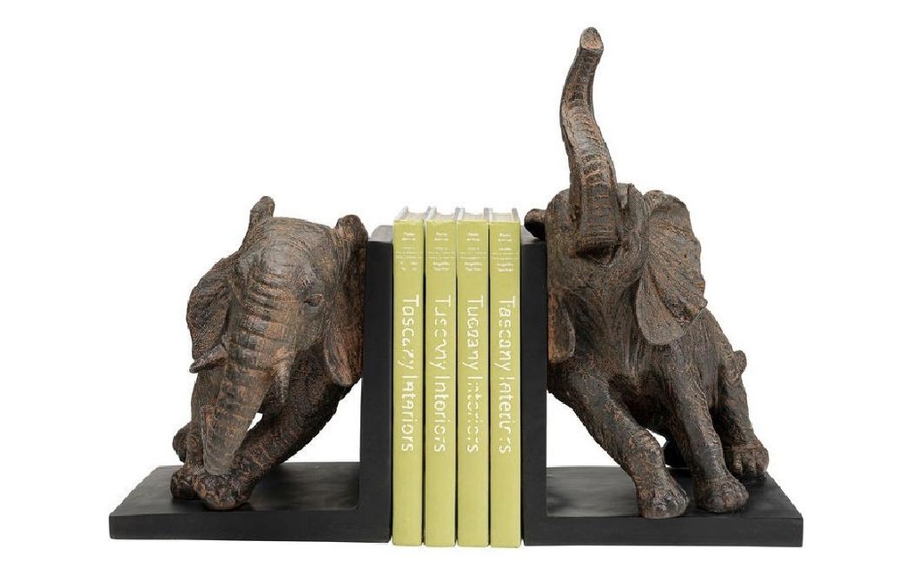 Kare Kits de serre-livres Éléphants, ensemble de 2 Brun