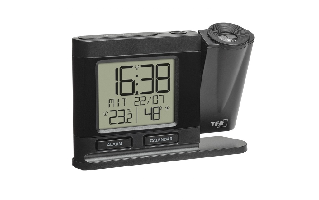 TFA Dostmann Réveil à projection avec climat ambiant Noir