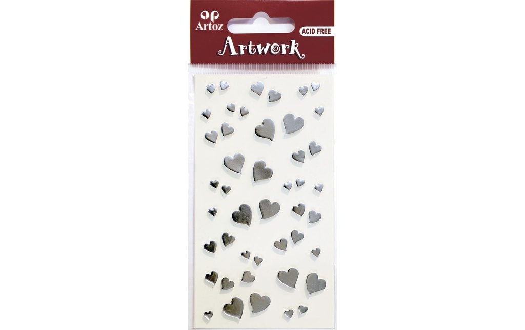 Artoz Autocollant à motif Cœurs 1 feuille, argent