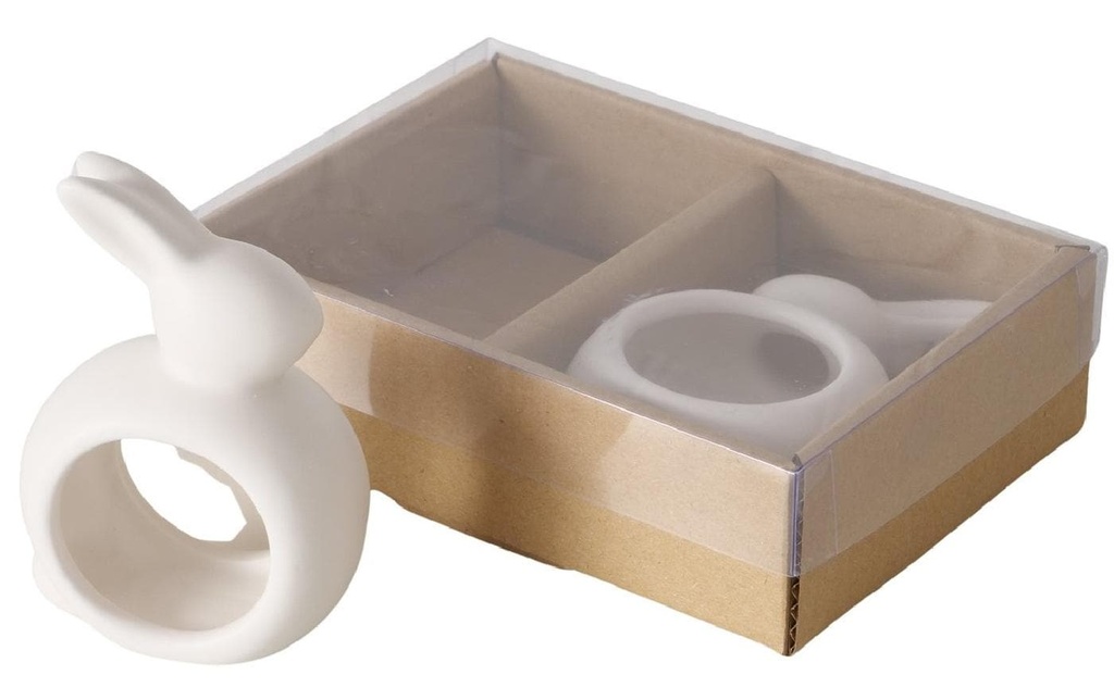 Boltze Rond de serviette Lapin Mercy, 2 pièces, céramique