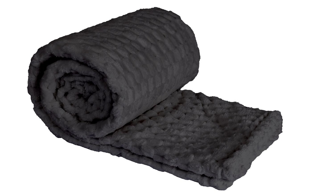 Hubatka Couverture Plaid uni 220 x 180 cm, Gris foncé