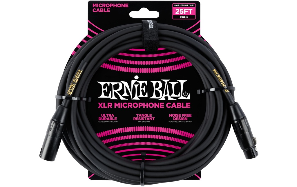 Ernie Ball Câble XLR XLRm-XLRm 7.62 m, Noir