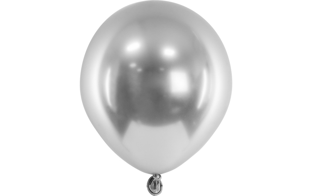 Partydeco Ballon de baudruche Glossy Argenté, Ø 12 cm, 50 pièces