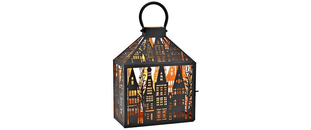 G. Wurm Bougeoir à bougie chauffe-plat Maison de ville 32 cm, Noir