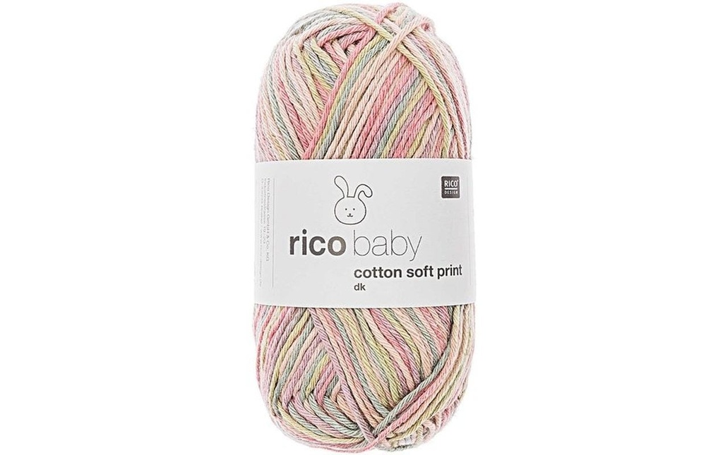 Rico Design Laine Baby Cotton Soft Print 50 g, Pétrole; Rose