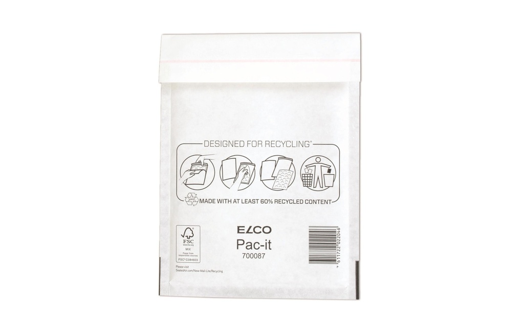 ELCO Pochette rembourrée à bulles d’air 17 cm x 22 cm Blanc, 100 pièces